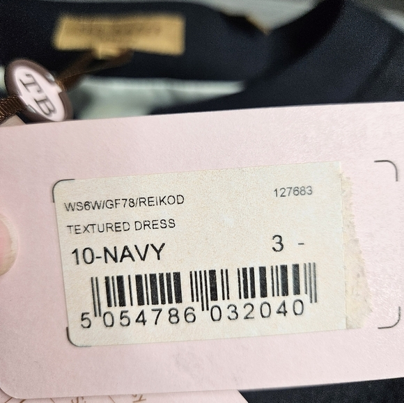 Ted Baker Textured Dress Navy Blue Zipper Front Size 8 NEW - Picture 5 of 11